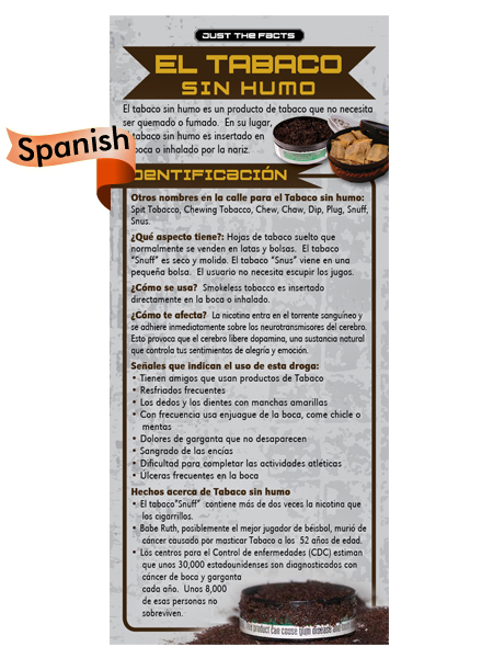 *SPANISH* Just the Facts Rack Card: Smokeless Tobacco